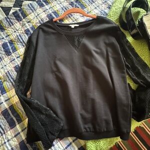 KOTON Black Lace Sleeve Women's Top